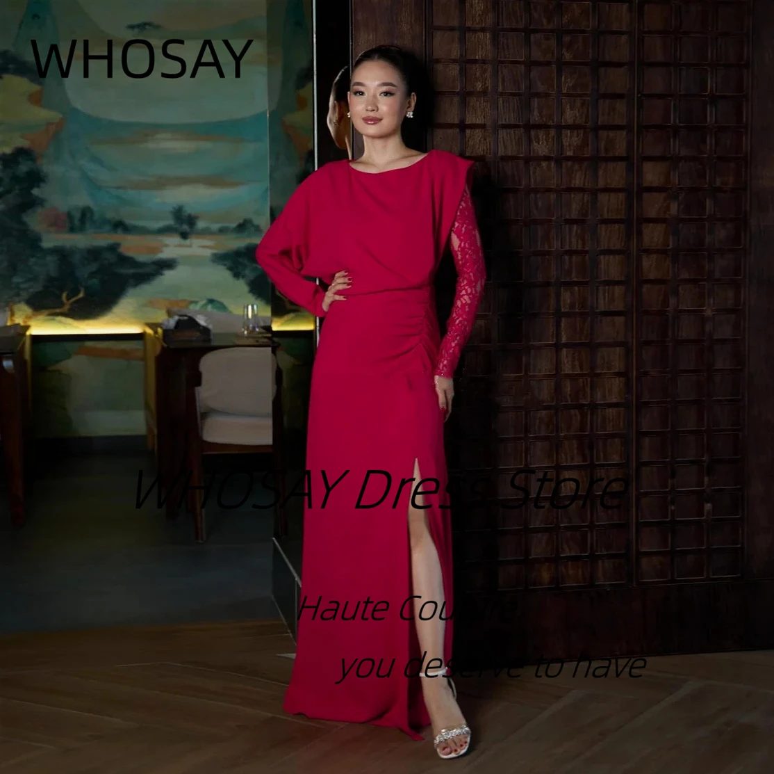 WHOSAY платье вечернее Scoop Neck Evening Dresses Customized Lace Long Sleeve Wedding Party Dress Side Slit Prom Gowns
WHOSAY платье вечернее Scoop Neck Evening Dresses Customized Lace Long Sleeve Wedding Party Dress Side Slit Prom Gowns