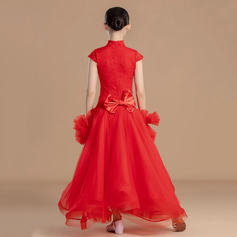 Children Modern Dancewear Girls Lace Sleeveless Bodysuit Chiffon Large Skirts Performance Waltz Ballroom Dance Costume
Children Modern Dancewear Girls Lace Sleeveless Bodysuit Chiffon Large Skirts Performance Waltz Ballroom Dance Costume