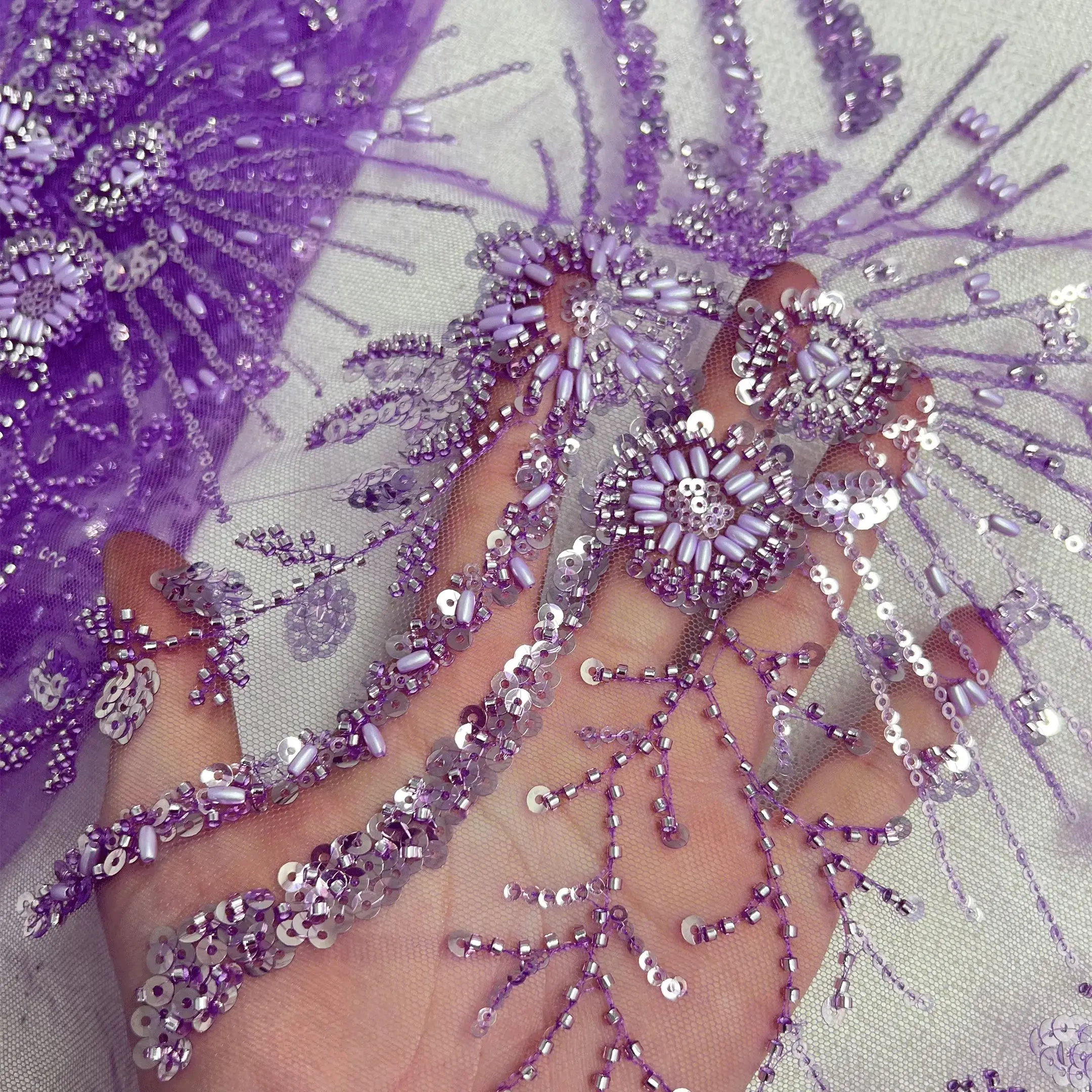 Beaded Sequin Fabric Tulle Lace Luxury French High Quality Fabric Material Women's Party Dress Crafts Wedding Beaded Fabric
Beaded Sequin Fabric Tulle Lace Luxury French High Quality Fabric Material Women's Party Dress Crafts Wedding Beaded Fabric
