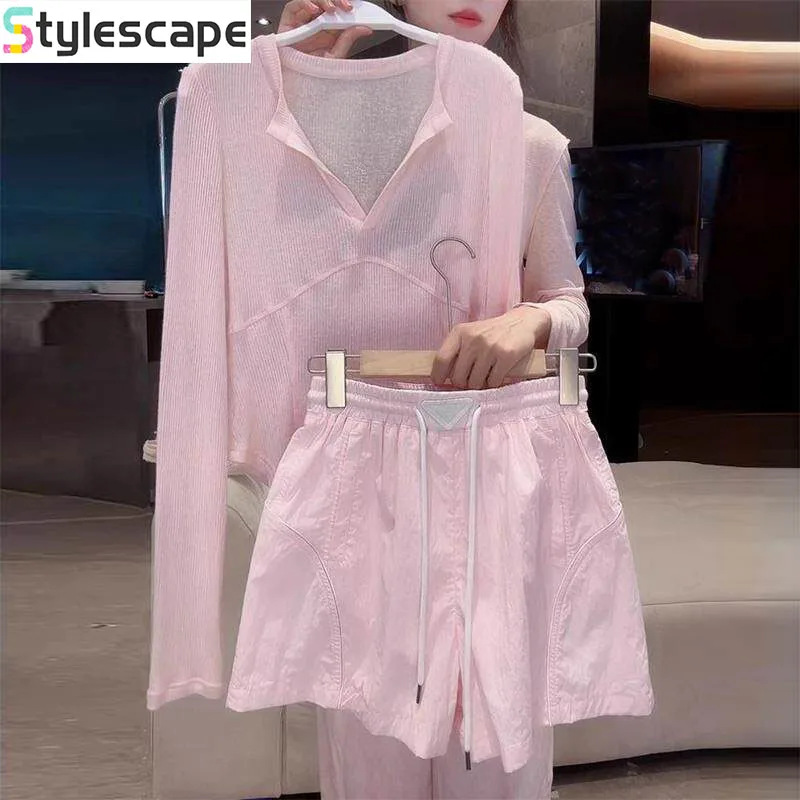 Summer Outfit Set for 2026 New High-end Thin Pink Top, Short Two-piece Set for Women's Sun Protection Clothing Short Sets
Summer Outfit Set for 2026 New High-end Thin Pink Top, Short Two-piece Set for Women's Sun Protection Clothing Short Sets