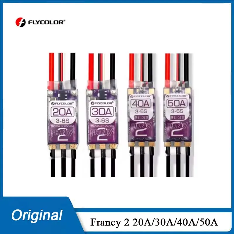 FLYCOLOR Francy 2 Brushless ESC 20A 30A 40A 50A BLHELI-32 Dshot High Performance MCU 5V/3A 12V/2A BEC Adjustable For RC Airplane
FLYCOLOR Francy 2 Brushless ESC 20A 30A 40A 50A BLHELI-32 Dshot High Performance MCU 5V/3A 12V/2A BEC Adjustable For RC Airplane