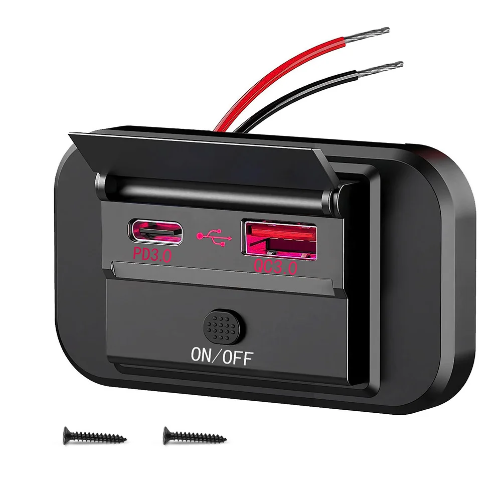 Quick Charge PD Type C USB Charger Socket for Cars DC 12V/24V Installation Panel Compatible with RVs and Boats
Quick Charge PD Type C USB Charger Socket for Cars DC 12V/24V Installation Panel Compatible with RVs and Boats