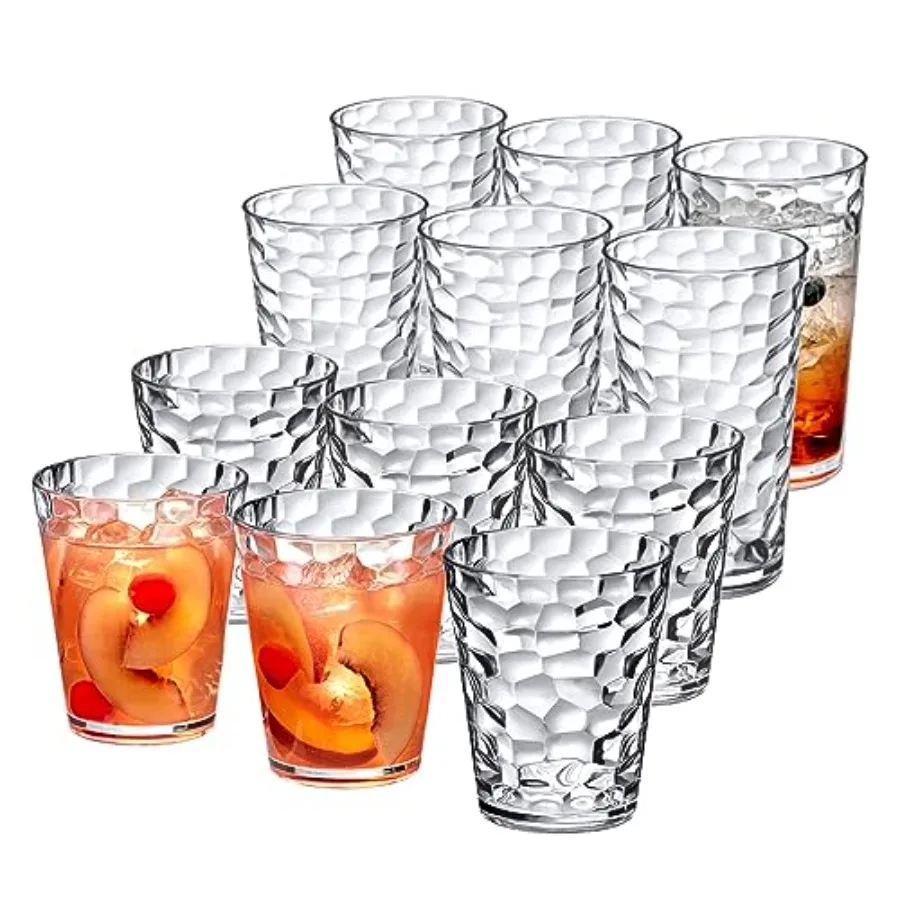 Iceberg 16-Ounce and 24-Ounce Tumblers Set of 12 Clear Drinking Glasses Reusable Plastic Cups Stackable BPA-Free Shatter-Proof
Iceberg 16-Ounce and 24-Ounce Tumblers Set of 12 Clear Drinking Glasses Reusable Plastic Cups Stackable BPA-Free Shatter-Proof
