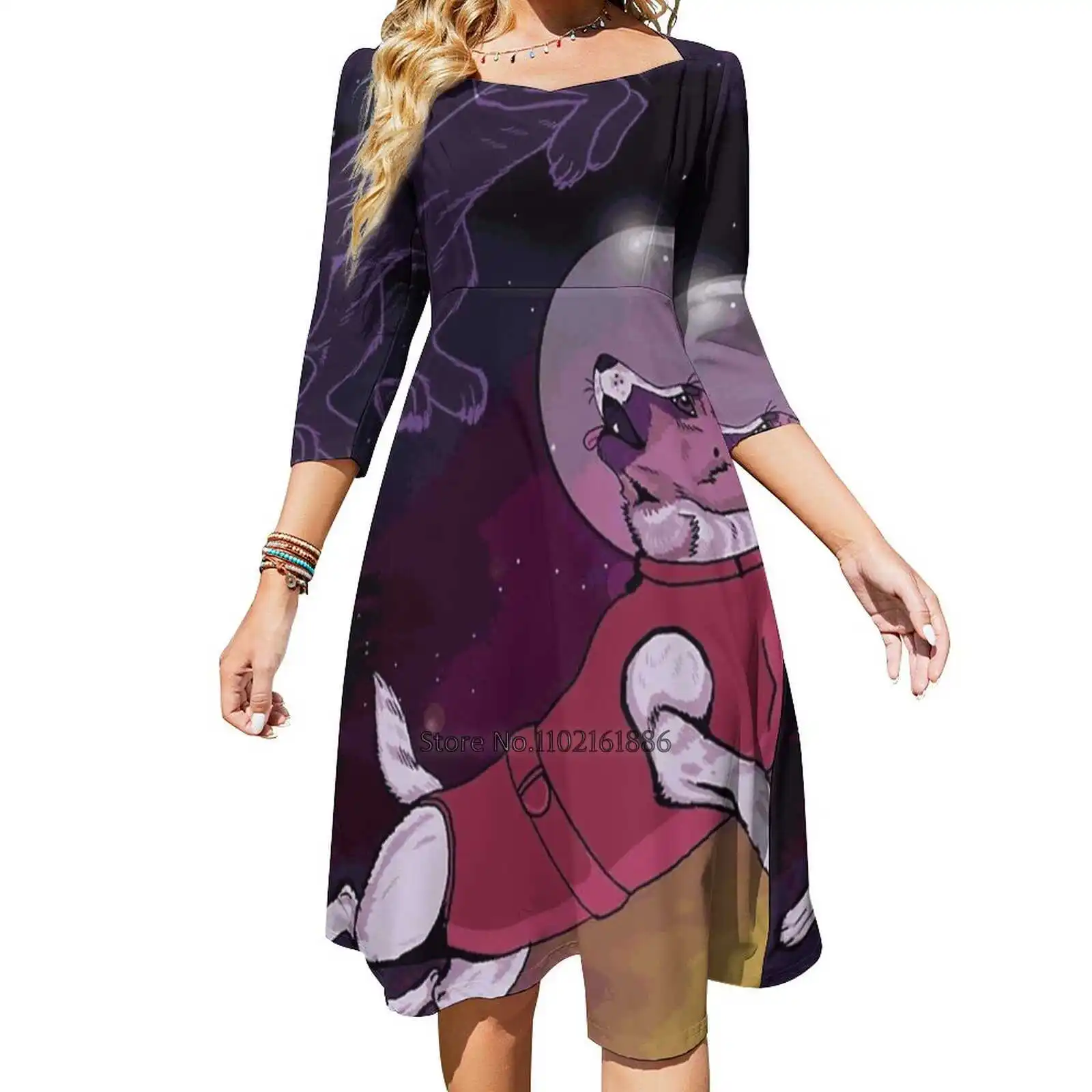 Dog Space Square Neck Dress Summer Dress Women Elegant Halter Print Dress Dog Canine Laika Russian Space Nebula Galaxy Star
Dog Space Square Neck Dress Summer Dress Women Elegant Halter Print Dress Dog Canine Laika Russian Space Nebula Galaxy Star