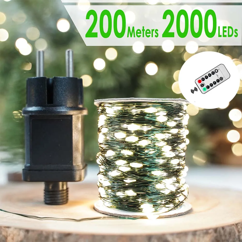 10/50/100/200M Garland Christmas Green Cable LED String Lights Remote Control Fairy Lamps Outdoor For Garden Wedding Decoration
10/50/100/200M Garland Christmas Green Cable LED String Lights Remote Control Fairy Lamps Outdoor For Garden Wedding Decoration