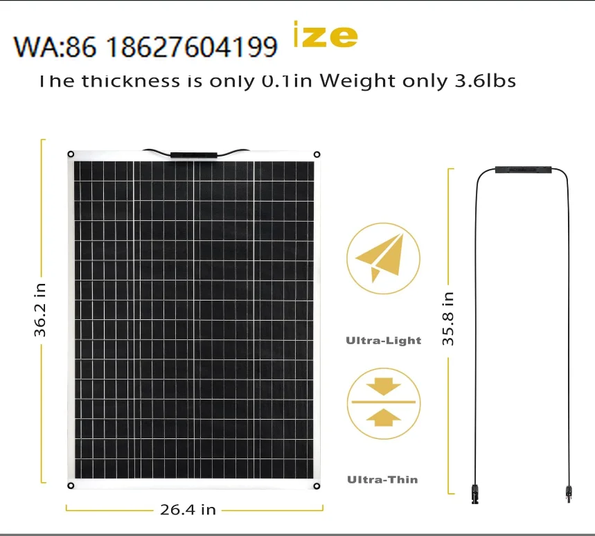 100W Custom Shaped Flexible Solar Panel, High Efficiency Module Household Off Grid Power System
100W Custom Shaped Flexible Solar Panel, High Efficiency Module Household Off Grid Power System