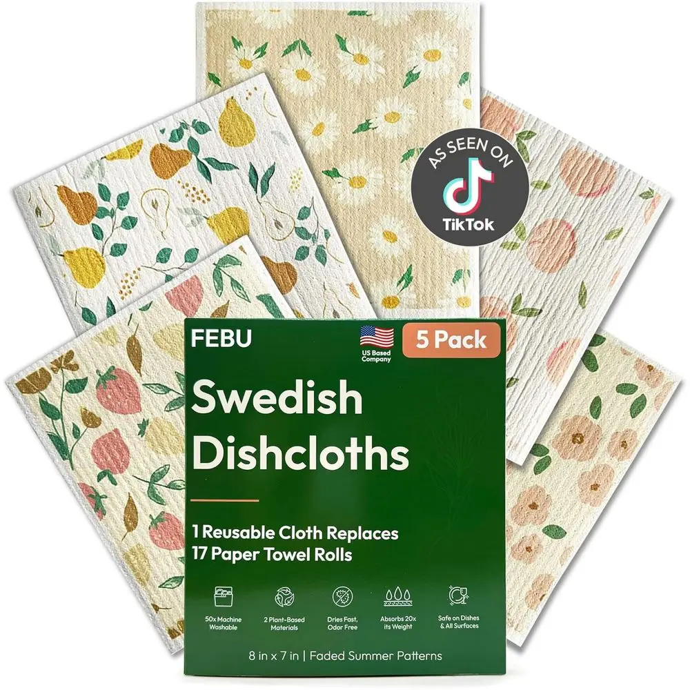 5 Pack Reusable Paper Towels | Washable Summer Dishcloths | Non-Scratch Cellulose Sponge Cloths | Odorless, Biodegradable Cleani
5 Pack Reusable Paper Towels | Washable Summer Dishcloths | Non-Scratch Cellulose Sponge Cloths | Odorless, Biodegradable Cleani