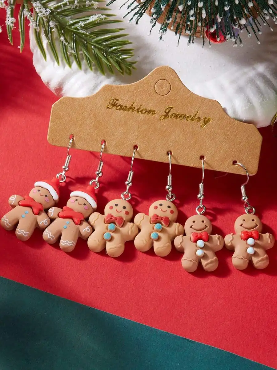 3 Pairs Christmas Cute Gingerbread Resin Earrings Set For Women, Suitable For Holidays And Daily Wear, Best Gift Choice
3 Pairs Christmas Cute Gingerbread Resin Earrings Set For Women, Suitable For Holidays And Daily Wear, Best Gift Choice