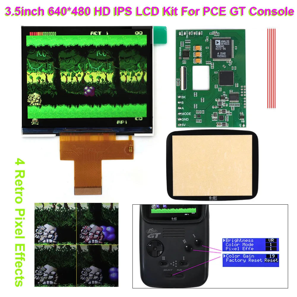 PCE GT IPS LCD 3.5" 640x480 HD RGB Board Hight Light For PC Engine GT Console With OSD Menu RGBS Board
PCE GT IPS LCD 3.5" 640x480 HD RGB Board Hight Light For PC Engine GT Console With OSD Menu RGBS Board