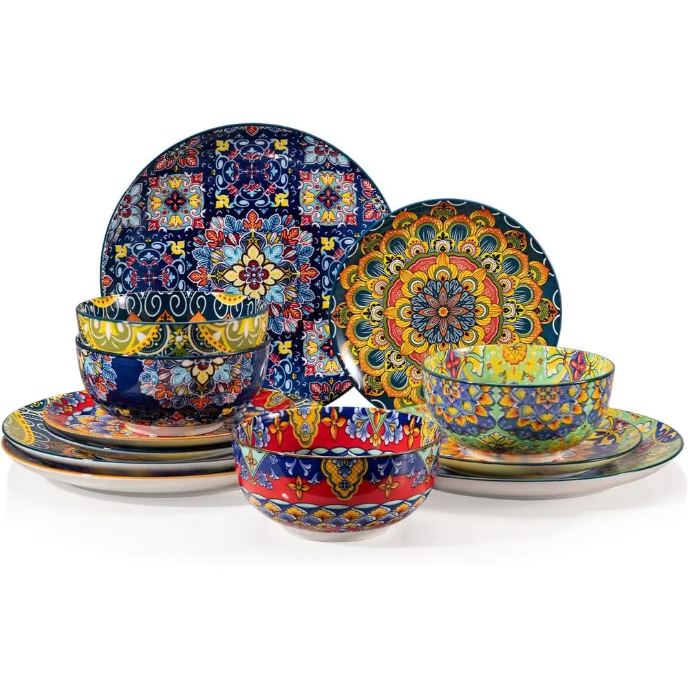Dinnerware Sets, 4 or 12 Pieces Boho Plates and Bowls, Kitchen, Houseware Gift, Bohemian Style Dish Set, Dishwasher and Microwav
Dinnerware Sets, 4 or 12 Pieces Boho Plates and Bowls, Kitchen, Houseware Gift, Bohemian Style Dish Set, Dishwasher and Microwav