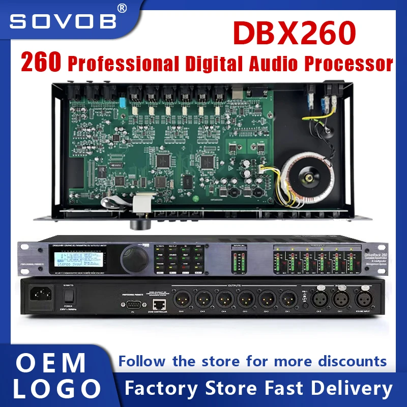 SOVOB DBX260 Professional Digital Audio Processor Rackmount DBX Driver 260 PA Crossover DSP Speaker Effects System Manager