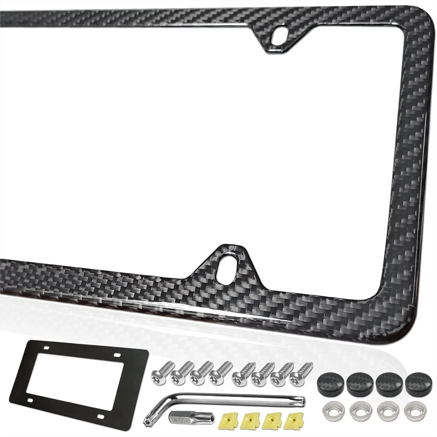 Real Carbon Fiber License Plate Frame with Stainless Steel Core, Slim 4-Hole Design, Anti-Theft Screws, Rattle-Proof Pad for
Real Carbon Fiber License Plate Frame with Stainless Steel Core, Slim 4-Hole Design, Anti-Theft Screws, Rattle-Proof Pad for