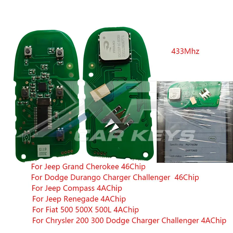 46/4AChip 433MHz Proximity Car Remote Control Key PCB For Fiat 500X Jeep Compass Renegade Grand Cherokee Chrysler Dodge
46/4AChip 433MHz Proximity Car Remote Control Key PCB For Fiat 500X Jeep Compass Renegade Grand Cherokee Chrysler Dodge