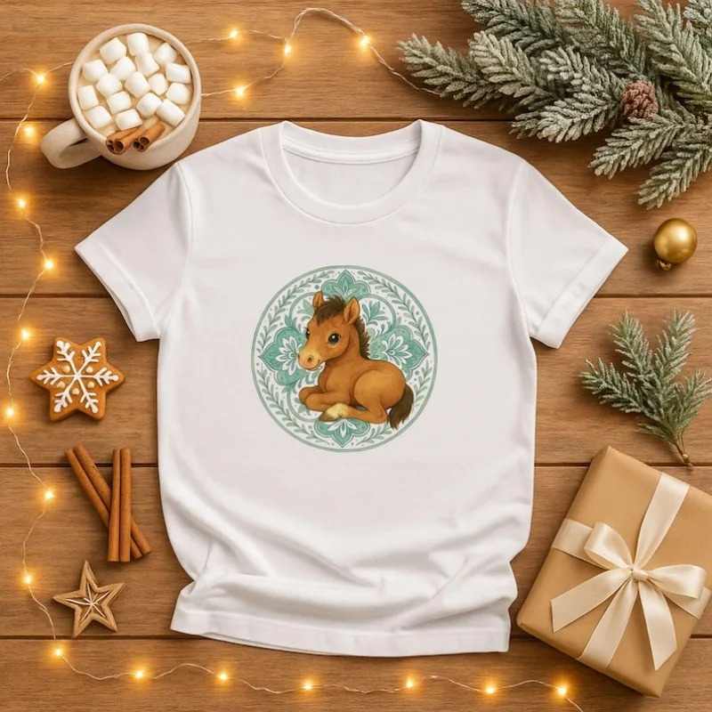 Gentle Foal T Shirt, Winter Mandala Horse Tee, Lunar New Year Gift, Boho Animal Art, Spiritual Horse Lover Year of The Horse Top
Gentle Foal T Shirt, Winter Mandala Horse Tee, Lunar New Year Gift, Boho Animal Art, Spiritual Horse Lover Year of The Horse Top