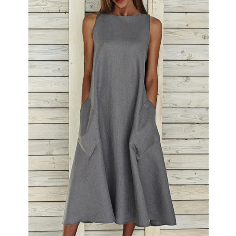 Хлопок и лен, винтажное платье макси большого размера, весенне-летнее женское повседневное платье трапециевидной формы без рукавов, свободные платья на бретелях для женщин
Хлопок и лен, винтажное платье макси большого размера, весенне-летнее женское повседневное платье трапециевидной формы без рукавов, свободные платья на бретелях для женщин