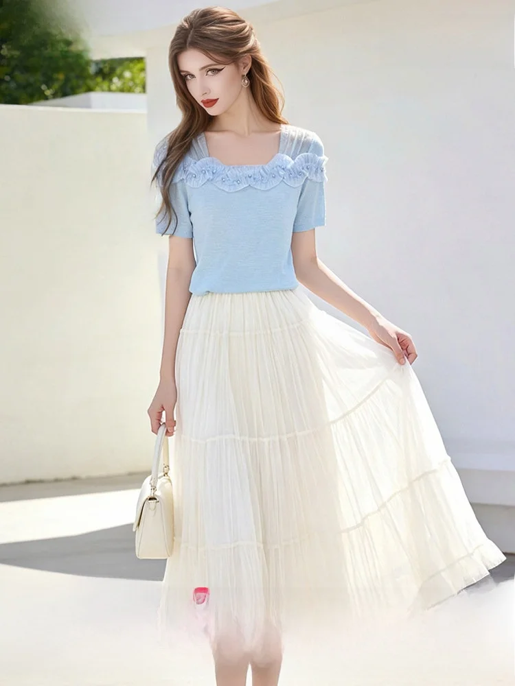 Philomena Beaded Flower Square Neck Short Sleeve Women's T-Shirt Lightweight Knitted Summer Comfortable Versatile Fashion Top
Philomena Beaded Flower Square Neck Short Sleeve Women's T-Shirt Lightweight Knitted Summer Comfortable Versatile Fashion Top
