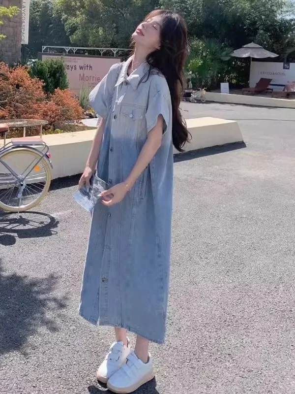 plus Size Women's Gradient Denim Short Sleeve Dress Casual Loose Long Shirt Design Summer Fashion Casual Polyester Fiber Skirt
plus Size Women's Gradient Denim Short Sleeve Dress Casual Loose Long Shirt Design Summer Fashion Casual Polyester Fiber Skirt