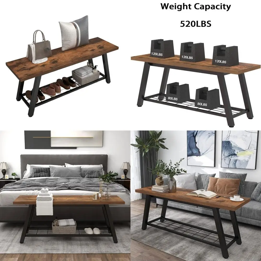 Rustic Industrial Wooden & Metal Storage Bench for Entryway, Shoe & Boot Rack with Seat, Brown Farmhouse Style
Rustic Industrial Wooden & Metal Storage Bench for Entryway, Shoe & Boot Rack with Seat, Brown Farmhouse Style