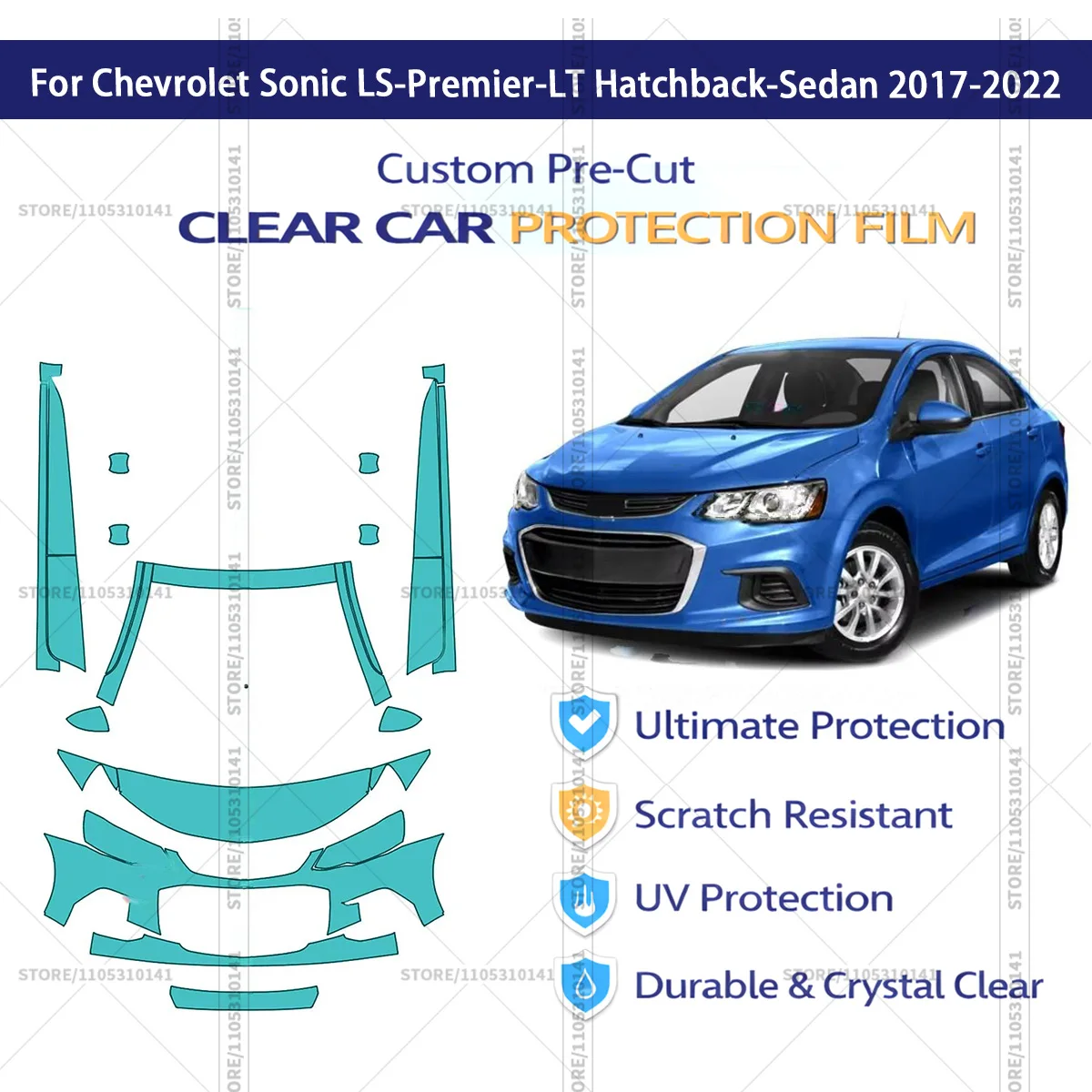 For Chevrolet Sonic LS-Premier-LT Hatchback-Sedan 2017-2022 Pre-Cut Paint Protection Film PPF Transparent Car Film Automotive
For Chevrolet Sonic LS-Premier-LT Hatchback-Sedan 2017-2022 Pre-Cut Paint Protection Film PPF Transparent Car Film Automotive