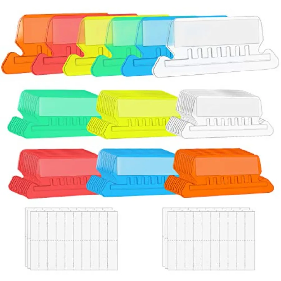 File Folder Tabs, 60+120 Sets Multicolor Hanging Folder Tabs With Inserts, 2 Inch Clear Plastic for Quick Identification
File Folder Tabs, 60+120 Sets Multicolor Hanging Folder Tabs With Inserts, 2 Inch Clear Plastic for Quick Identification