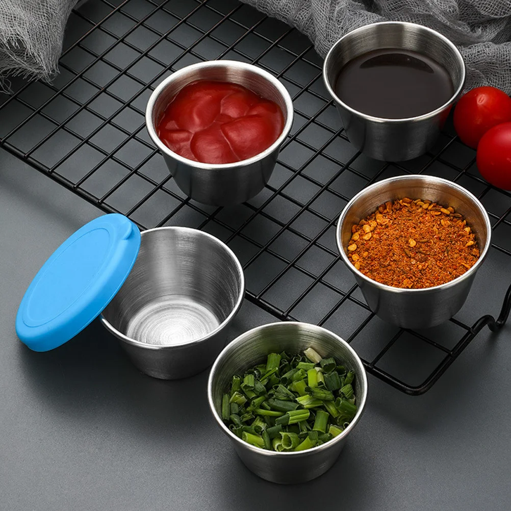 6pcs Stainless Steel Food Storage Containers Silicone Sauce Cups Lids Leak Proof Fresh Keeper For Kitchen Condiment Use
6pcs Stainless Steel Food Storage Containers Silicone Sauce Cups Lids Leak Proof Fresh Keeper For Kitchen Condiment Use