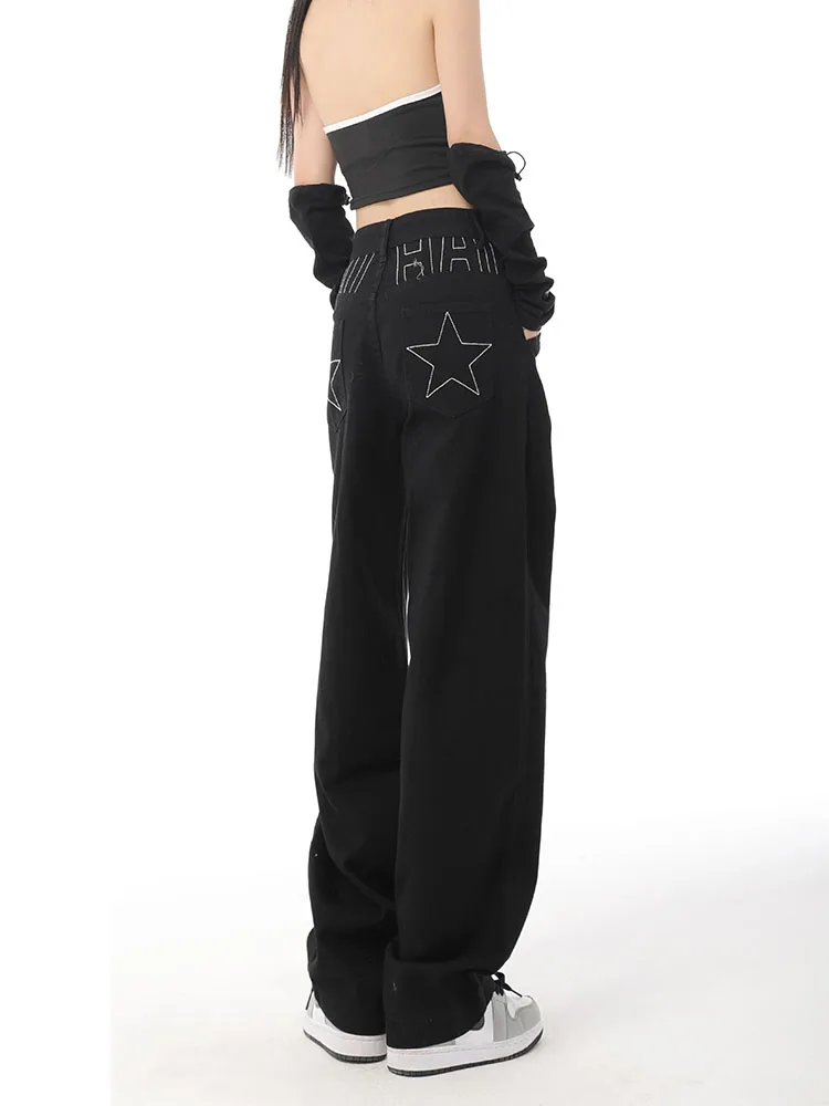 Retro Five Pointed Star Straight Women Black Jeans European and American Style Design High Waist Wide Leg Length All Match Pants
Retro Five Pointed Star Straight Women Black Jeans European and American Style Design High Waist Wide Leg Length All Match Pants