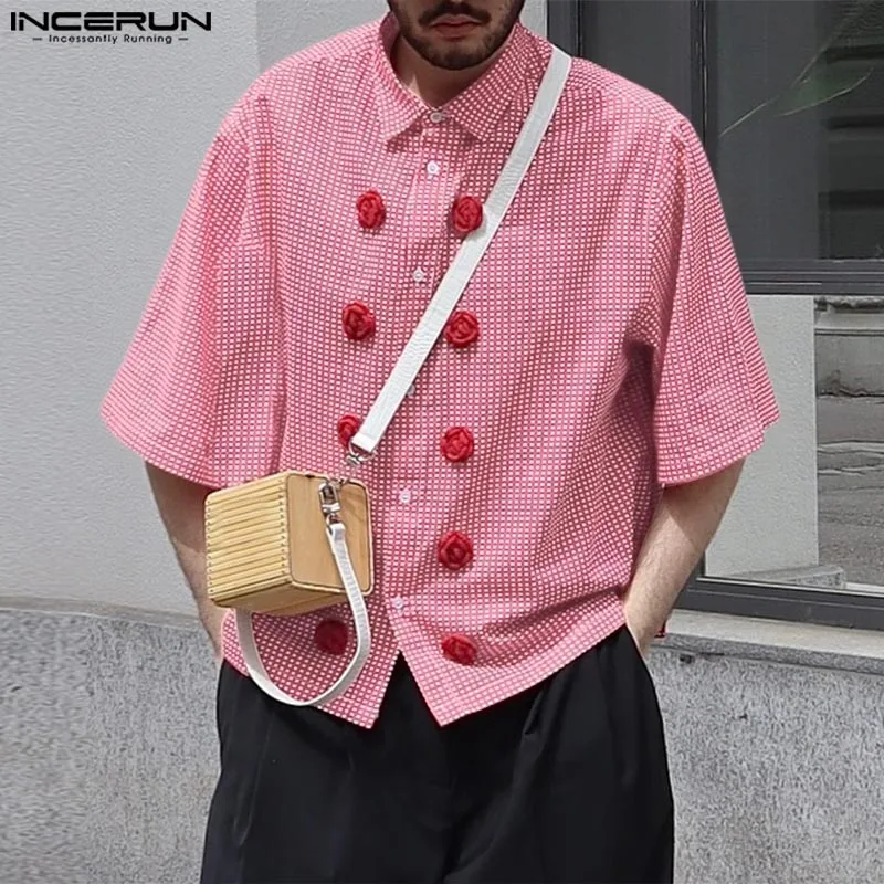 INCERUN топы 2025, модная мужская клетчатая рубашка в американском стиле с цветочным принтом, повседневная индивидуальная хит продаж, модная блузка с короткими рукавами
INCERUN топы 2025, модная мужская клетчатая рубашка в американском стиле с цветочным принтом, повседневная индивидуальная хит продаж, модная блузка с короткими рукавами