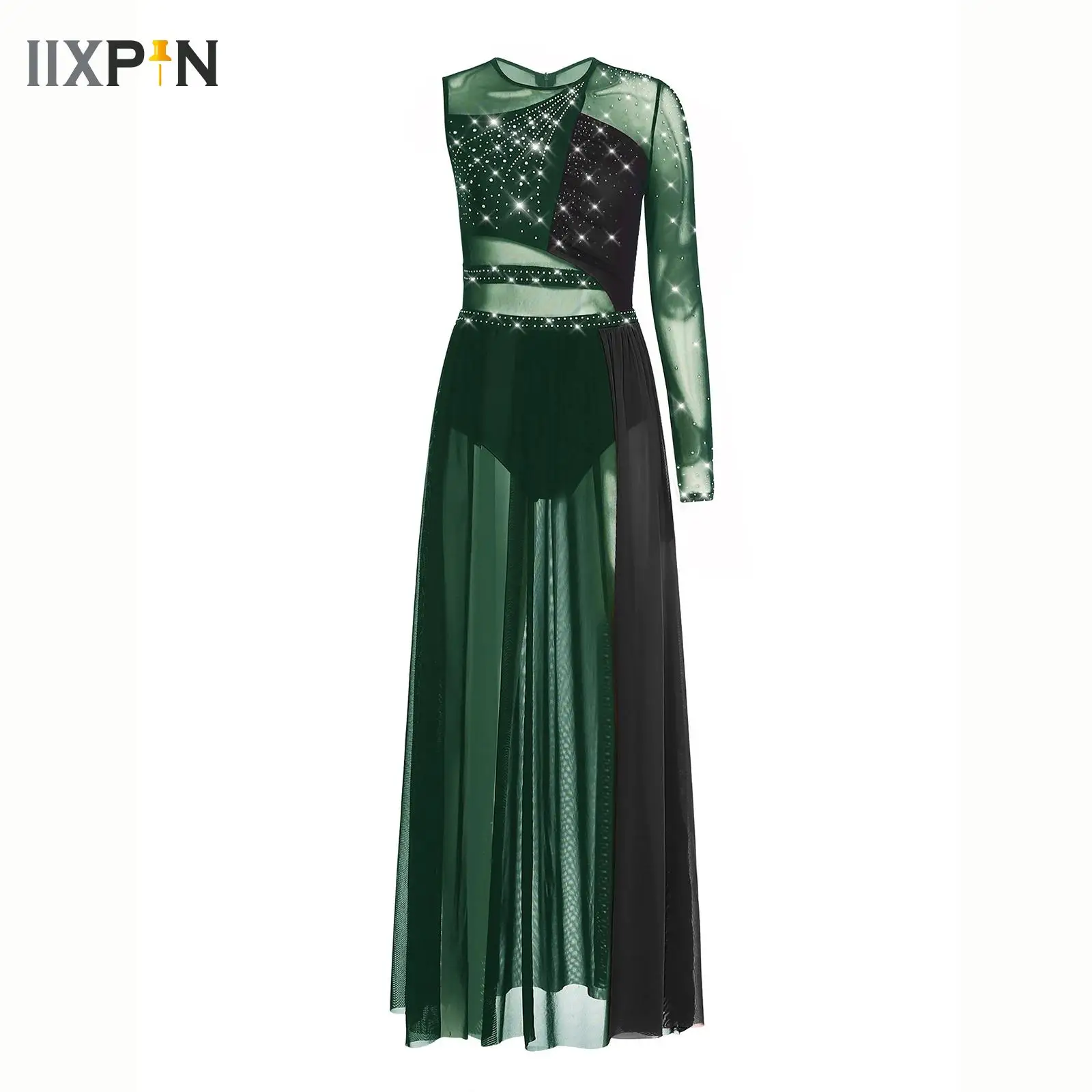 Womens Modern Dance Jersey Lyrical Performance Dress Rhinestone Split Sheer Maxi Dresses Ballet Gymnastics Leotard Long Skirts
Womens Modern Dance Jersey Lyrical Performance Dress Rhinestone Split Sheer Maxi Dresses Ballet Gymnastics Leotard Long Skirts