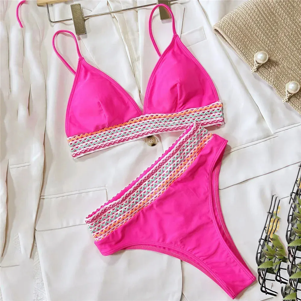 Sexy Rose Red High Waisted Bikinis Sets Woman Striped Tape Swimwear push up Swimsuit Bathing Suits Brazilian Bikinis Beach Wear
Sexy Rose Red High Waisted Bikinis Sets Woman Striped Tape Swimwear push up Swimsuit Bathing Suits Brazilian Bikinis Beach Wear