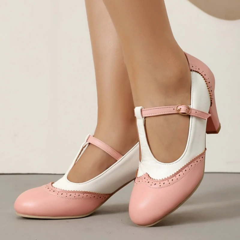Women T Strap Mary Jane Shoes Block Heel Brogue Cutout Round Toe Vintage Buckle Dress Pumps Office Daily Dress Party Shoes
Women T Strap Mary Jane Shoes Block Heel Brogue Cutout Round Toe Vintage Buckle Dress Pumps Office Daily Dress Party Shoes