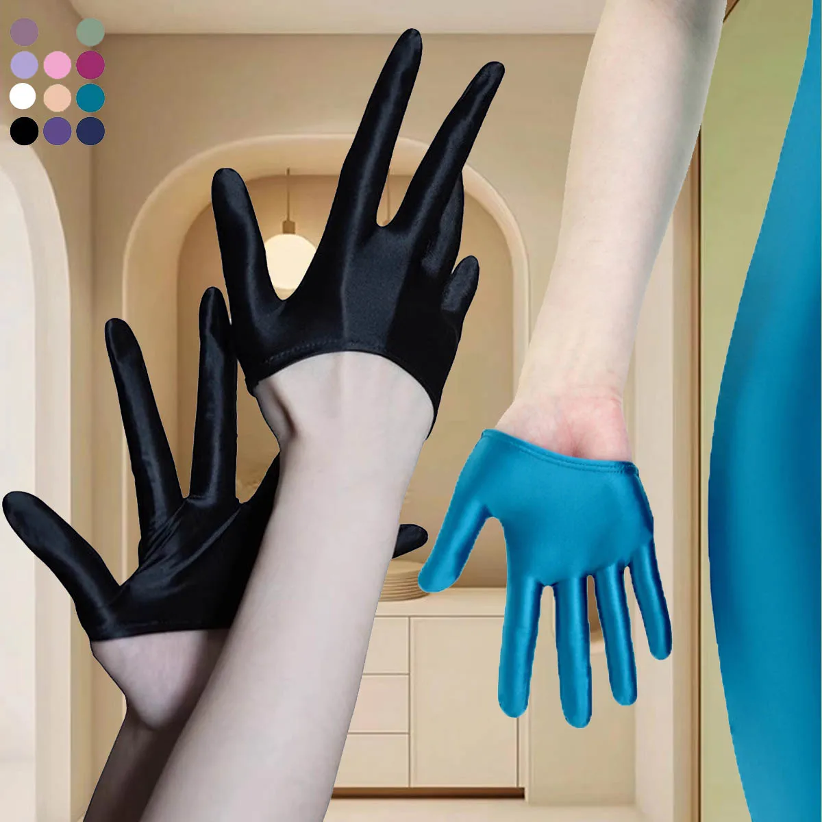 MJINM Unisex Glossy Shiny Satin Smooth High Elastic Breathable Half Palm Fourchettes Gloves Party Club Masquerade Ball Over Size
MJINM Unisex Glossy Shiny Satin Smooth High Elastic Breathable Half Palm Fourchettes Gloves Party Club Masquerade Ball Over Size
