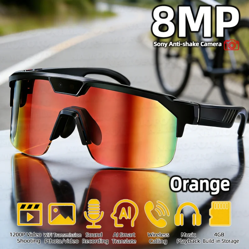 2026 New 8MP Camera Cycling Smart Glasses 1200P Video Record Dual Chip AI Translator BT Call GPT Sports Eyewear for Men Women
2026 New 8MP Camera Cycling Smart Glasses 1200P Video Record Dual Chip AI Translator BT Call GPT Sports Eyewear for Men Women