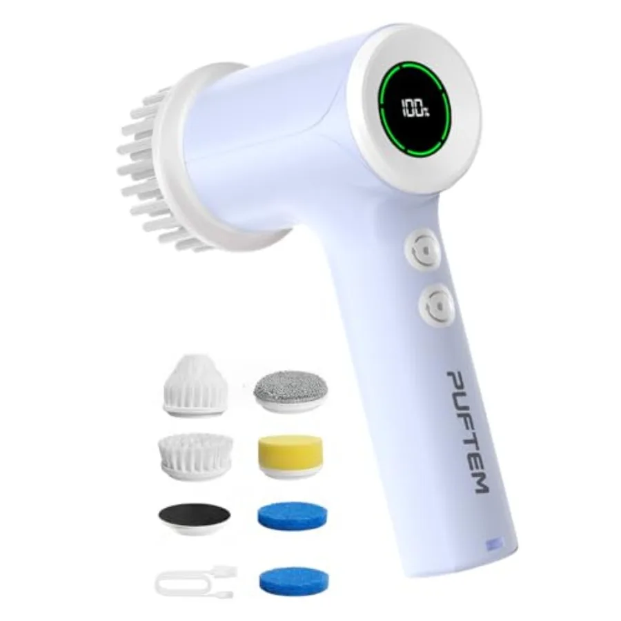 Upgraded Electric Spin Scrubber Powerful Cordless Shower Scrubber with 4500mAh Large Battery and Speed Display 6 Replaceable Br
Upgraded Electric Spin Scrubber Powerful Cordless Shower Scrubber with 4500mAh Large Battery and Speed Display 6 Replaceable Br