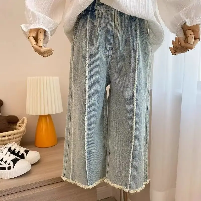 Girls Straight Leg Jeans Fashionable Frayed Hem Spring Autumn New Style Children's Wide Leg Pants
Girls Straight Leg Jeans Fashionable Frayed Hem Spring Autumn New Style Children's Wide Leg Pants