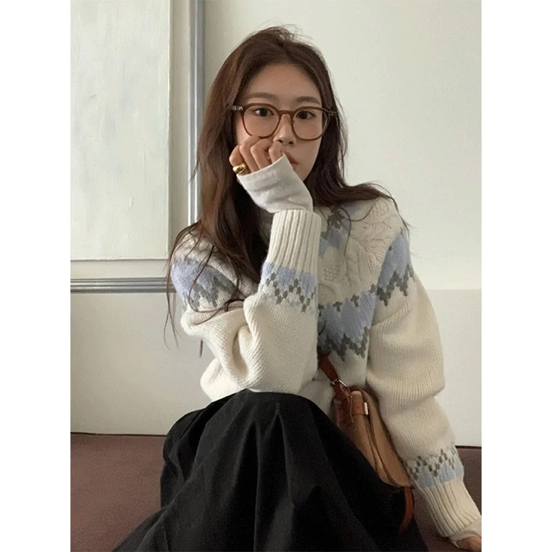 Vintage Print Sweater Women Japanese Harajuku Oversized Knitted Pullovers Winter Aesthetic Jumpers Korean Long Sleeve Knitwear
Vintage Print Sweater Women Japanese Harajuku Oversized Knitted Pullovers Winter Aesthetic Jumpers Korean Long Sleeve Knitwear
