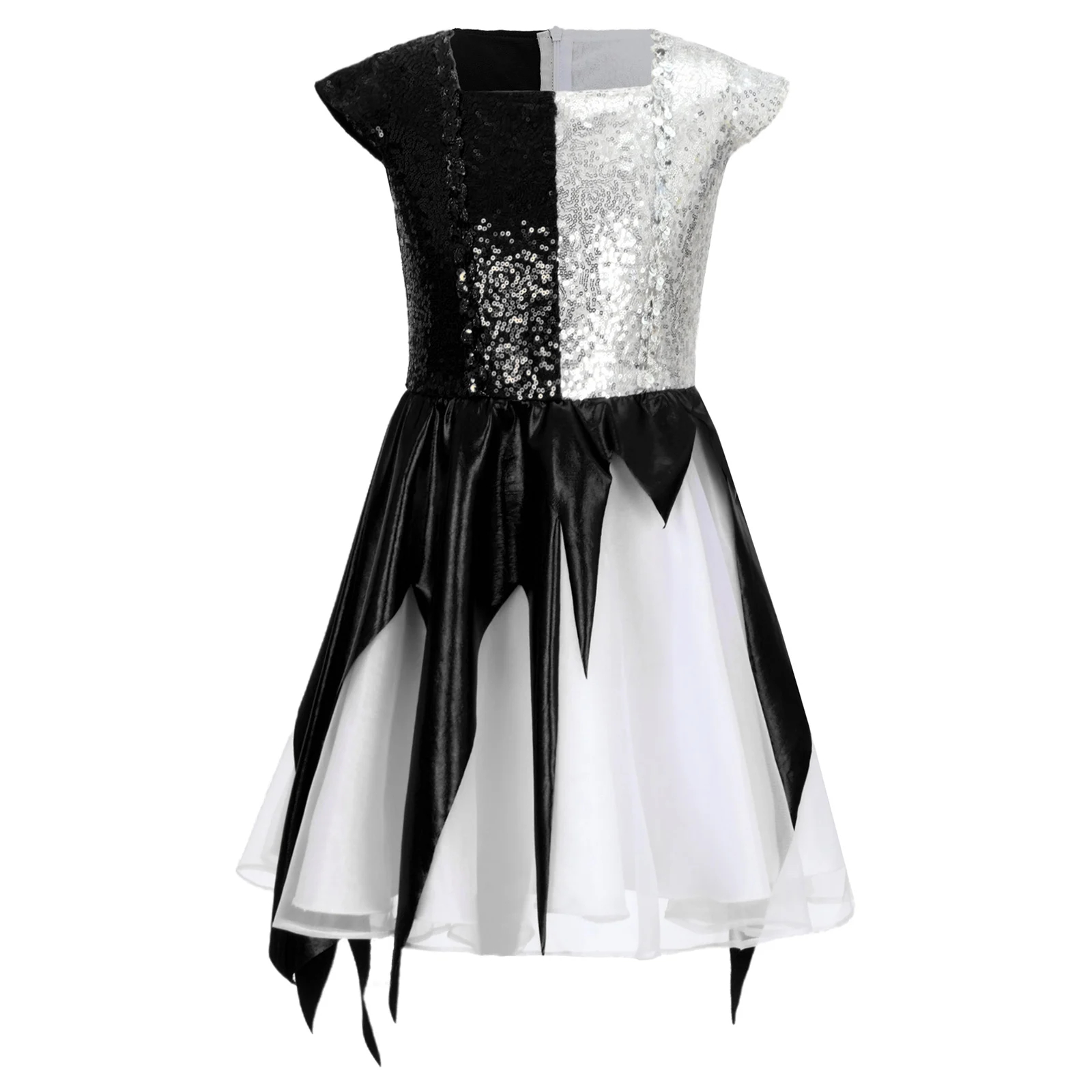 Halloween Half Angel Half Devil Cosplay Costume Kids Girls Sleeveless Square Neck Metallic Sheen Dress for Masquerade Dress Up 
Halloween Half Angel Half Devil Cosplay Costume Kids Girls Sleeveless Square Neck Metallic Sheen Dress for Masquerade Dress Up