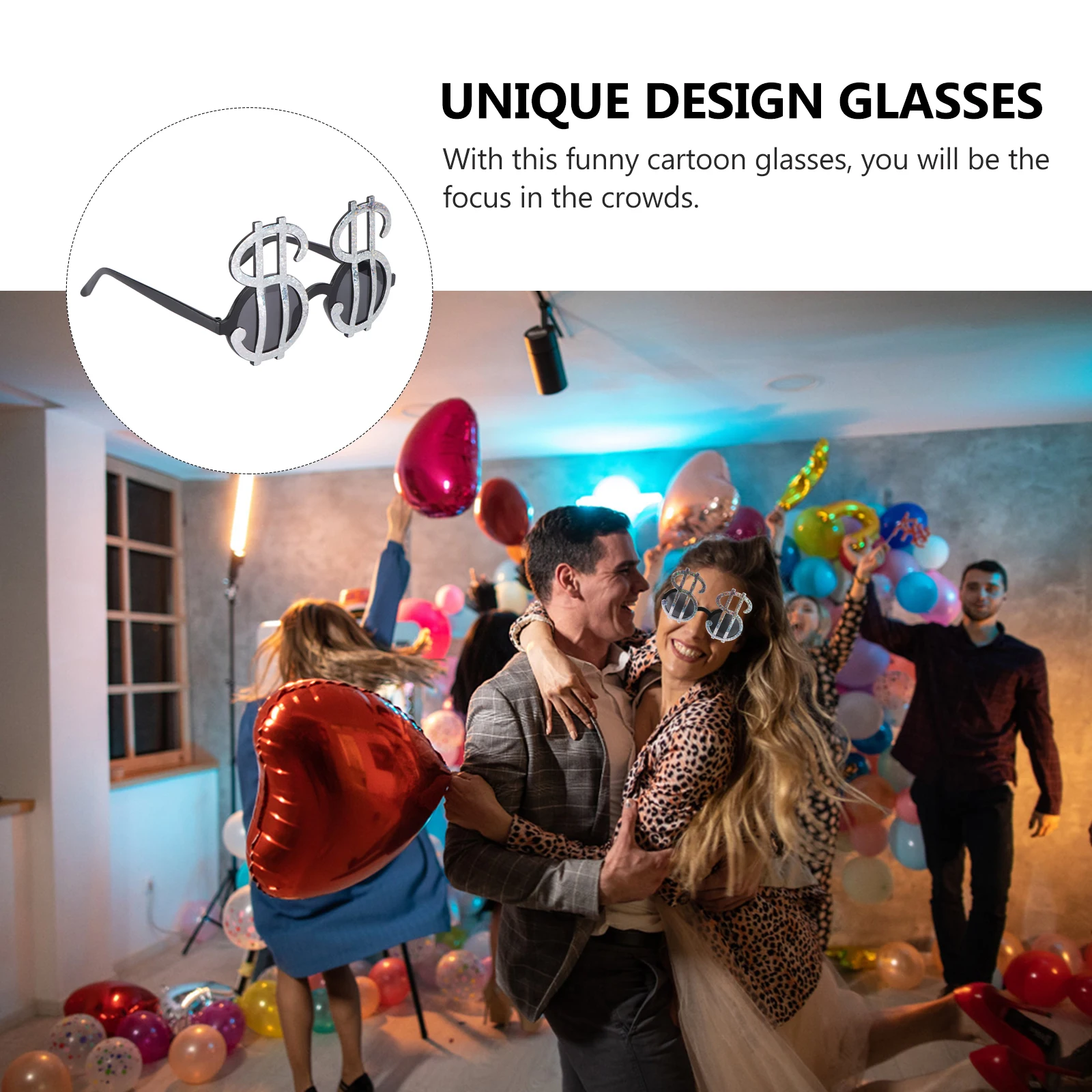Funny Cartoon Dollar Glasses Perfect Party Supplies Random Color Lens for Costume Party New Years Day Amusing Family Gathering
Funny Cartoon Dollar Glasses Perfect Party Supplies Random Color Lens for Costume Party New Years Day Amusing Family Gathering