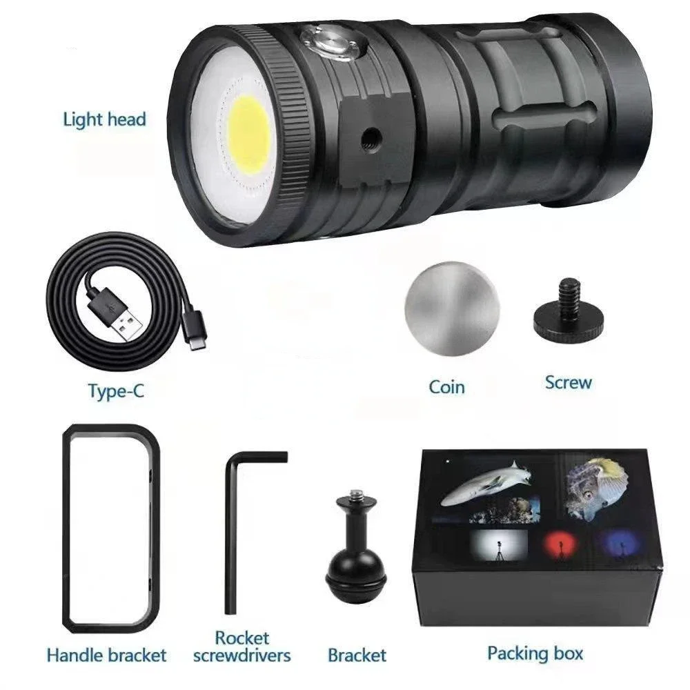 USB Rechargeable Underwater Searchlight Built in Battery Waterproof Aluminum Alloy LED Torch Light Diving Tactical Flashlight
USB Rechargeable Underwater Searchlight Built in Battery Waterproof Aluminum Alloy LED Torch Light Diving Tactical Flashlight