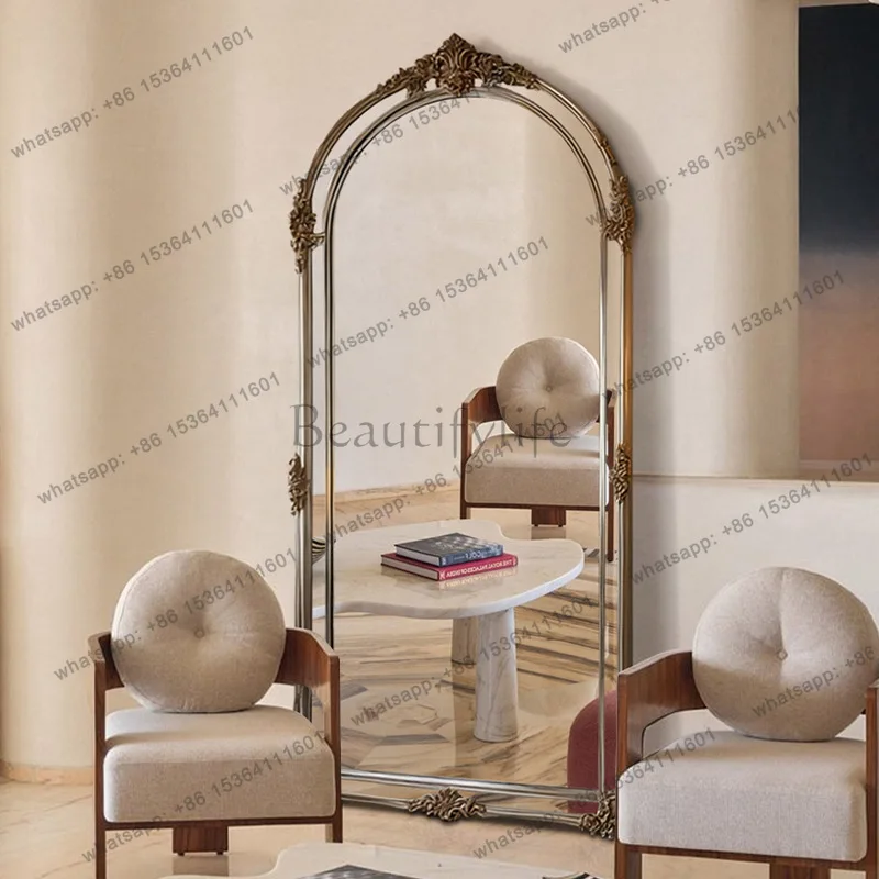French retro arched floor mirror wooden home cloakroom fitting mirror
French retro arched floor mirror wooden home cloakroom fitting mirror