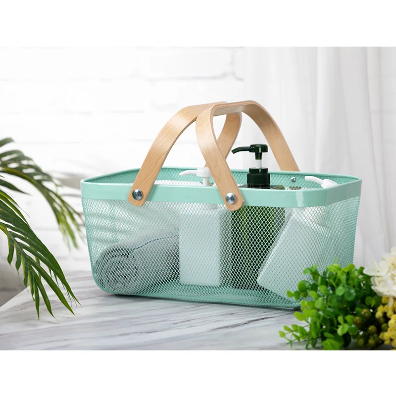 Metal Mesh Steel Storage Organizer Basket with Bamboo Handle, Hollow Hanging Baskets for Kitchen Bathroom Picnic Shopping
Metal Mesh Steel Storage Organizer Basket with Bamboo Handle, Hollow Hanging Baskets for Kitchen Bathroom Picnic Shopping