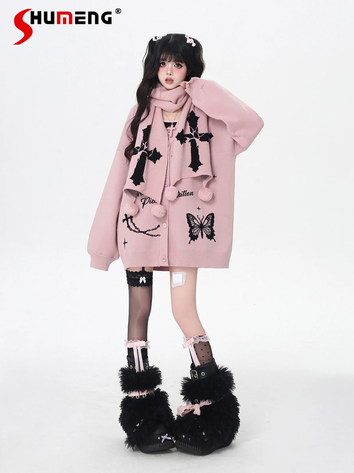 Оригинальная милая крутая вязаная куртка большого размера для девочек, топ, шарф с v-образным вырезом, длинный рукав, свободный повседневный свитер с бабочкой, кардиган для женщин
Оригинальная милая крутая вязаная куртка большого размера для девочек, топ, шарф с v-образным вырезом, длинный рукав, свободный повседневный свитер с бабочкой, кардиган для женщин