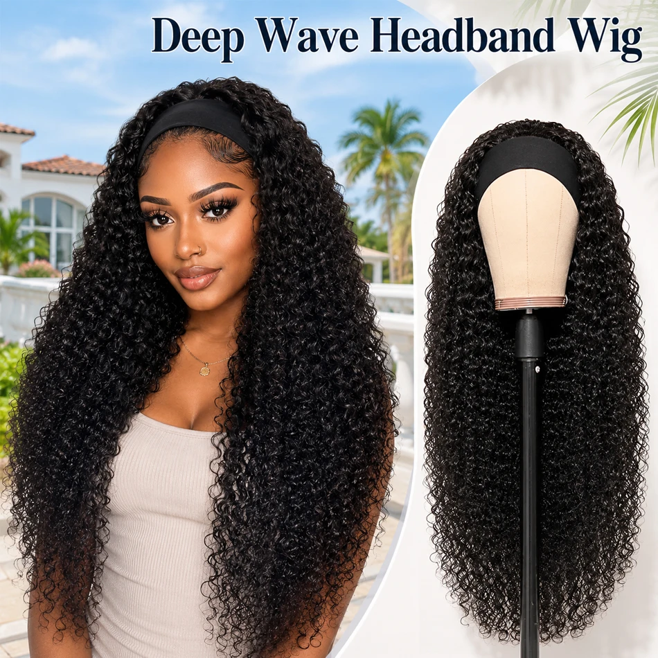 Headband Human Hair Wigs 30 inches 200% Density Glueless Deep Wave Human Hair Wig with Headband No Lace Front Wigs For Black Women
Headband Human Hair Wigs 30 inches 200% Density Glueless Deep Wave Human Hair Wig with Headband No Lace Front Wigs For Black Women