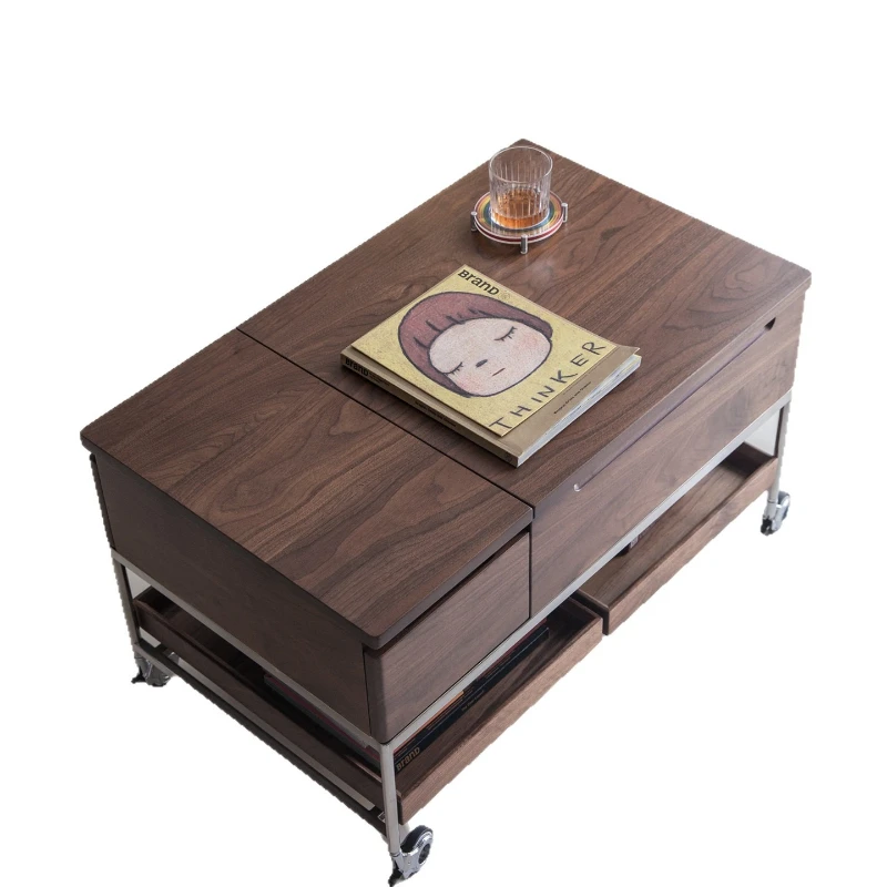 Solid wood lifting coffee table folding movable trolley black walnut living room sofa side table
Solid wood lifting coffee table folding movable trolley black walnut living room sofa side table