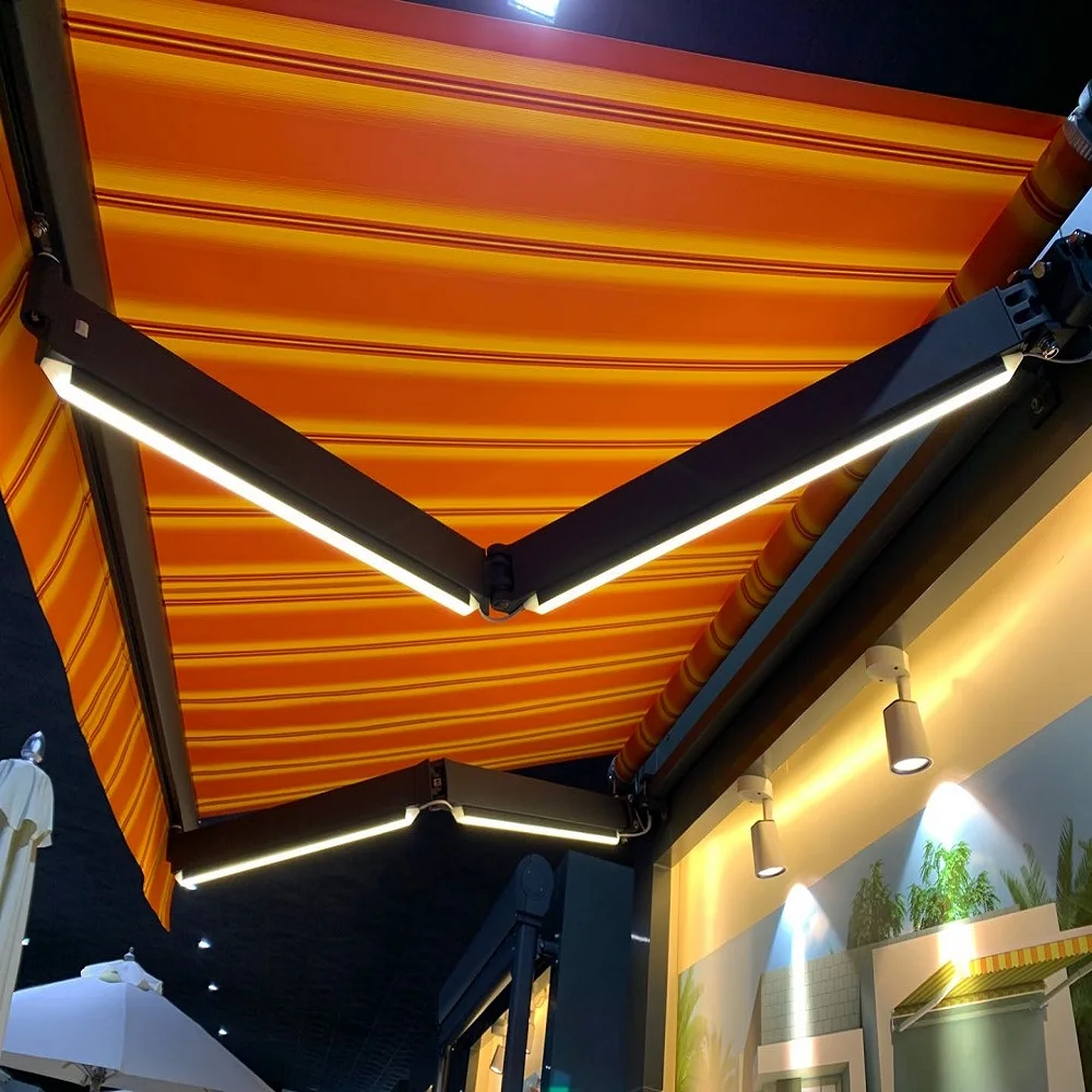 Customize Outdoor Awning with LED light Sunshade Electric Aluminum Retractable Awnings
Customize Outdoor Awning with LED light Sunshade Electric Aluminum Retractable Awnings