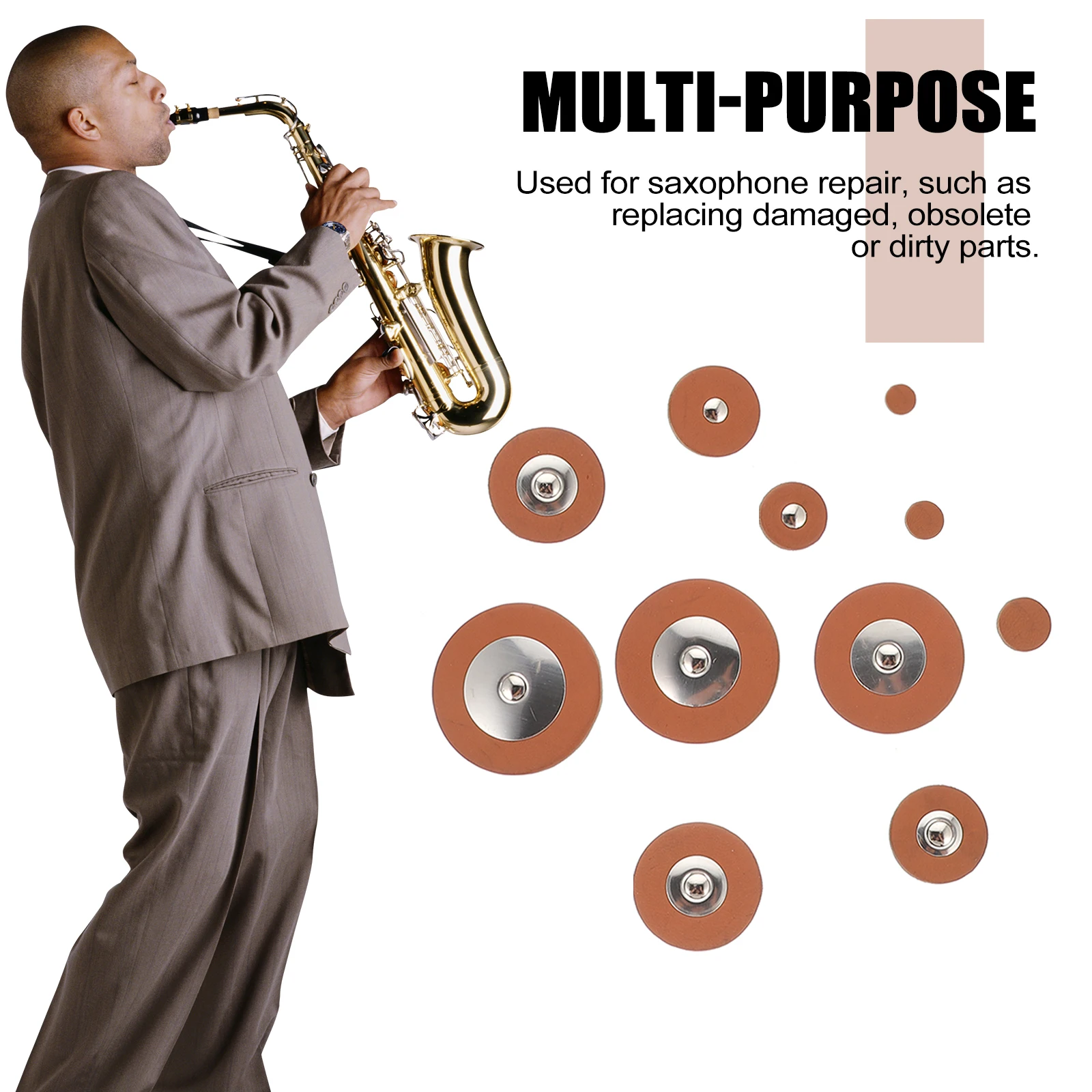 25 Pcs Saxophone Pads Cushions Repair Replacement 14 Sizes Durable Sound Hole Gasket Metal Accessories
25 Pcs Saxophone Pads Cushions Repair Replacement 14 Sizes Durable Sound Hole Gasket Metal Accessories