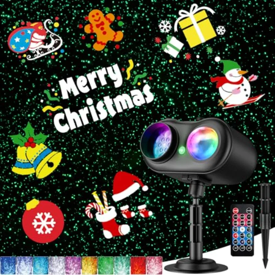 Christmas Projector Lights Outdoor, 3 in 1 Holiday Projector Light with Green Star, 20 HD Slides, 160 Pattern, 10 Ocean Wave, C
Christmas Projector Lights Outdoor, 3 in 1 Holiday Projector Light with Green Star, 20 HD Slides, 160 Pattern, 10 Ocean Wave, C
