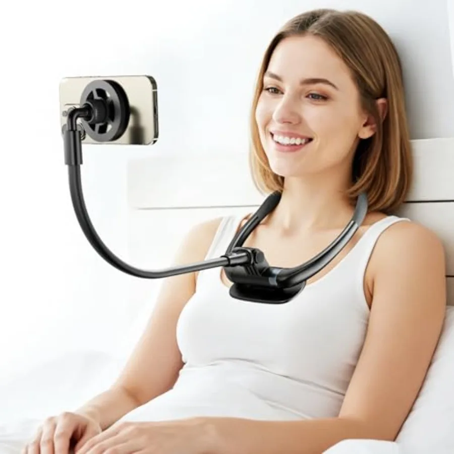 Magnetic Neck Phone Holder for Reading in Bed, One-Hand Operation Comfortable Lazy Cell Phone Mount for iPhone, Around Neck for
Magnetic Neck Phone Holder for Reading in Bed, One-Hand Operation Comfortable Lazy Cell Phone Mount for iPhone, Around Neck for