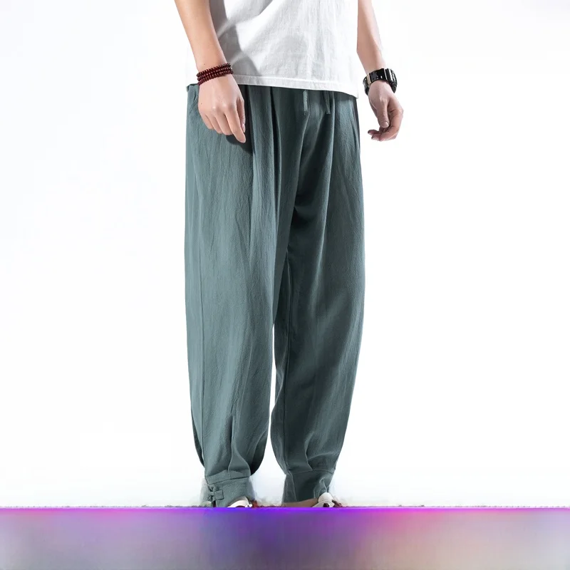 Men's Summer New Chinese Sle Button Cotton Linen Wide Leg Daoist Pants Loose Fit Casual Trousers Harlan Long Pants
Men's Summer New Chinese Sle Button Cotton Linen Wide Leg Daoist Pants Loose Fit Casual Trousers Harlan Long Pants