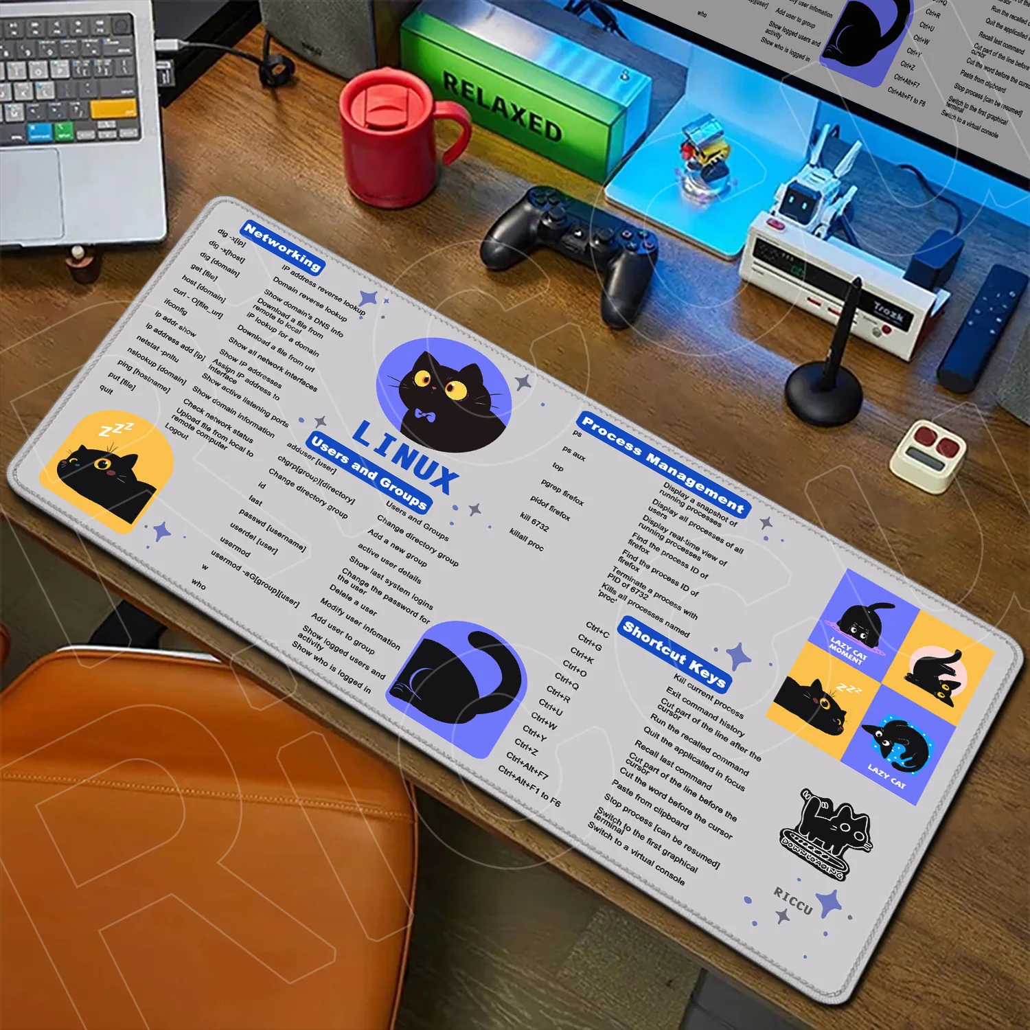 Office Learn Keyboard Mat New Hot LINUX Kawaii Cat Shortcuts MousePad Suitable for computer beginners Anti-fray Non-Slip XXL Rug
Office Learn Keyboard Mat New Hot LINUX Kawaii Cat Shortcuts MousePad Suitable for computer beginners Anti-fray Non-Slip XXL Rug