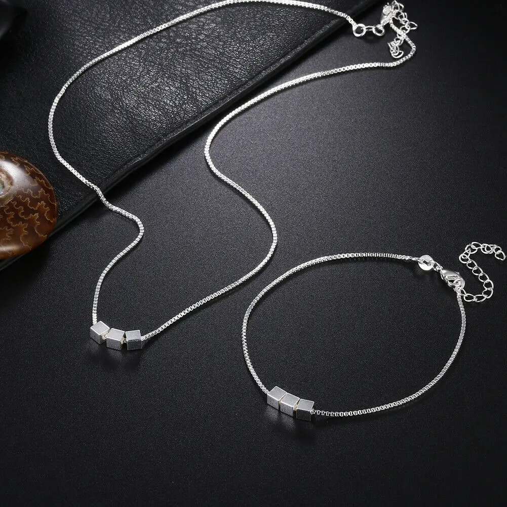 Korean fashion 925 Stamp Silver color fine Square bracelets neckalce for women Party wedding accessories designer jewelry sets
Korean fashion 925 Stamp Silver color fine Square bracelets neckalce for women Party wedding accessories designer jewelry sets
